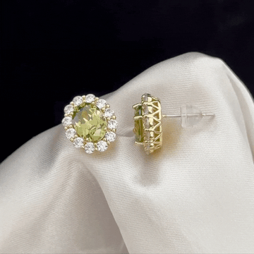 Elegant Daily Wear S925 Sterling Silver Earrings - Green Zircon with Synthetic Emerald Accents