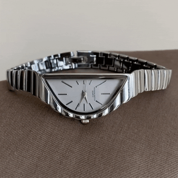 Luna Elegance – Silver Strap Half-Moon Grey Dial Women’s Quartz Watch