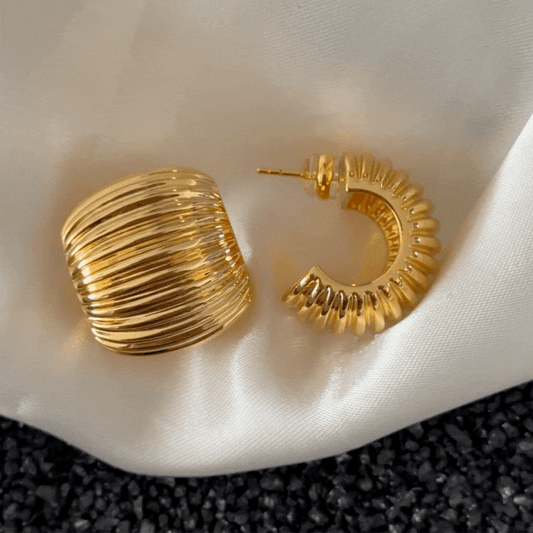 Euro-American Niche C-Shaped Earrings - Textured Unique Pattern for Women