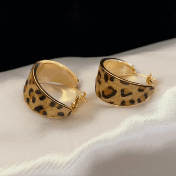 Vintage Leopard Print Geometric Circle Ear Cuff - Fashion Niche Design