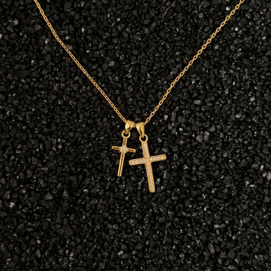 Modern Minimalist Double Cross Zircon Necklace - S925 Silver Collar Chain