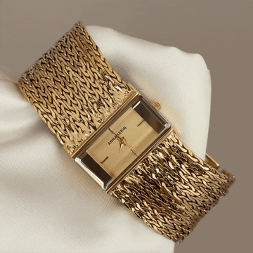 Modern Gold Rectangle Dial Watch - Alloy Wide Chain Quartz Timepiece