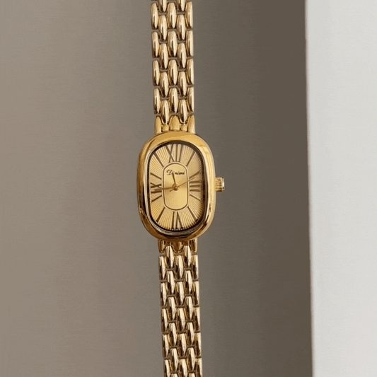 Modern Classic Gold Oval Dial Watch - Alloy Quartz Bracelet Timeless Design