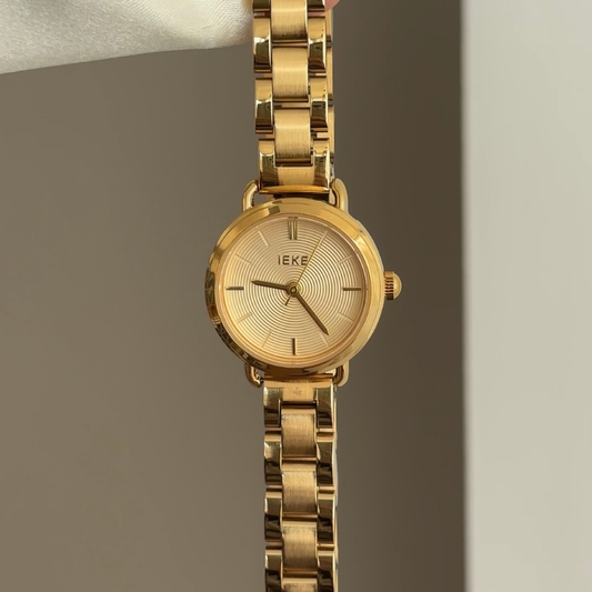 Classic Luxury Gold Round Dial Watch - Alloy Quartz Bracelet