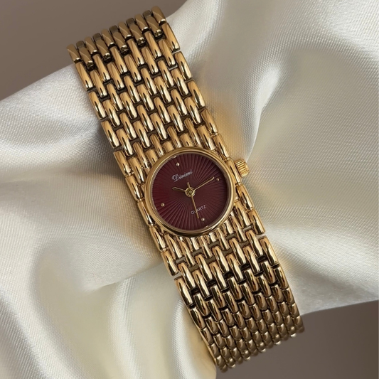 Modern Minimalist Gold Round Dial Watch - Alloy Quartz Bracelet