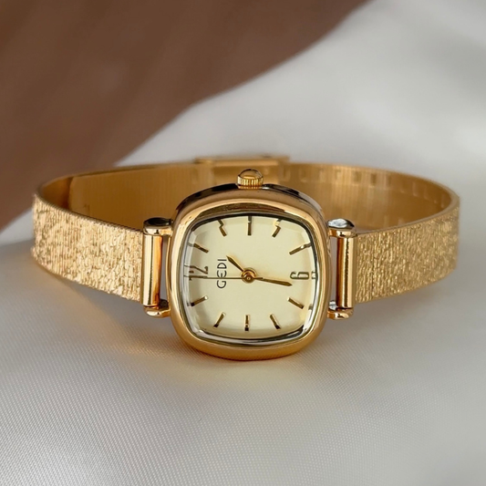 Modern Minimalist Gold Square Dial Women’s Quartz Watch