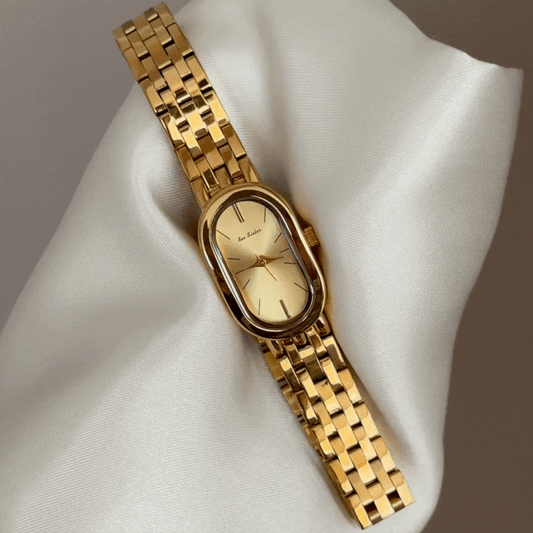 Urban Daily Gold Long Oval Dial Watch – Stainless Steel Quartz Bracelet