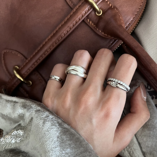 S990 Fine Silver Handcrafted Triple Band Plain Ring