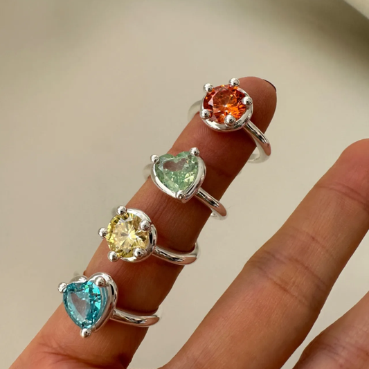 Colorful Lab Diamond S925 Sterling Silver Adjustable Ring