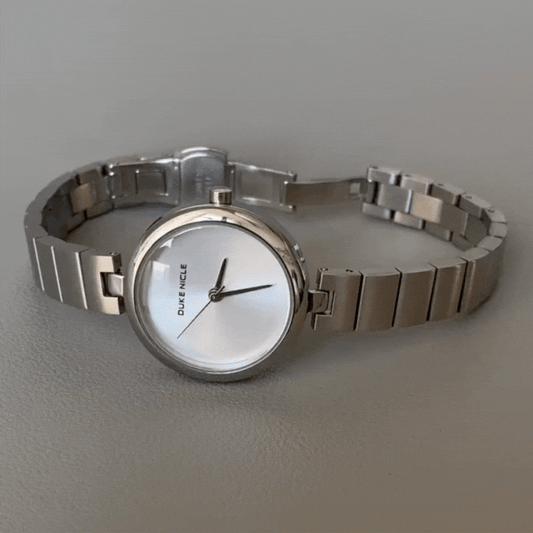 Silver Women’s Watch – Round Dial Quartz Watch with Dainty Watch Bracelet | Luna