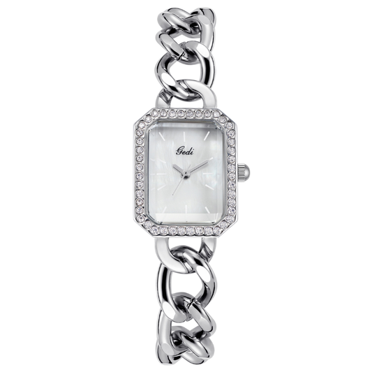 Chérie Blanc-Silver Bracelet-horloge met kristallen rechthoekige wijzerplaat