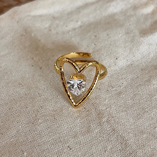 Adjustable Floating Diamond Heart Ring