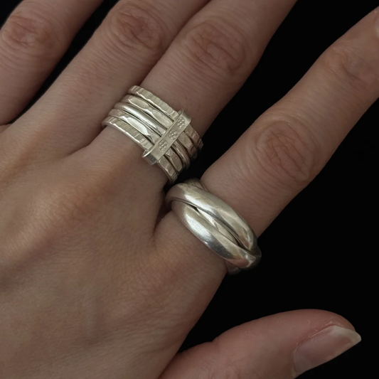 S990 Fine Silver Handcrafted Triple Band Plain Ring