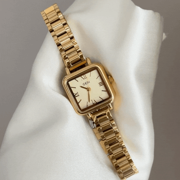 Elegant Rectangle Watch: Full Gold-Tone Stainless Steel & Quartz