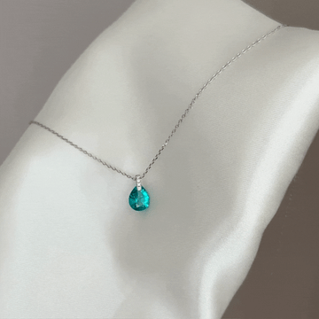 Moissanite Aquamarine Necklace, Teardrop Collarbone Chain for Women