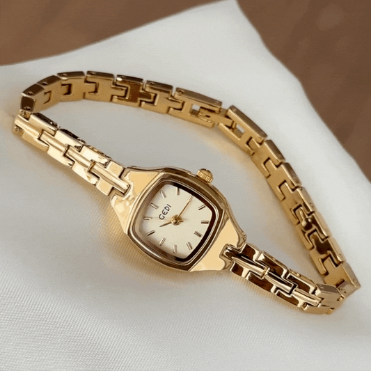 Modern Luxury Gold-Tone Round Dial Alloy Strap Quartz Timepiece