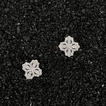 Ethereal Sparkle: Capturing the Forest – S95 Full Diamond Clover Studs in Sterling Silver
