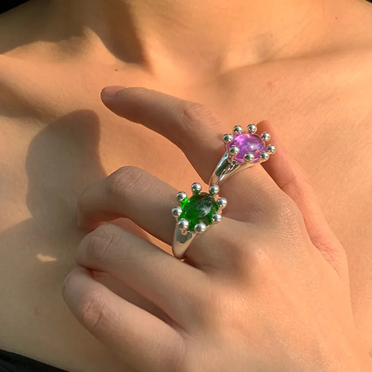 Minimalist Colorful Glass Open Ring