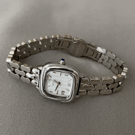 Silver Steel Strap Square Case Women’s Quartz Watch