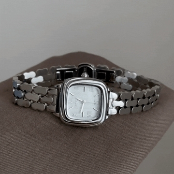 Silver Steel Strap Square Case Women’s Quartz Watch