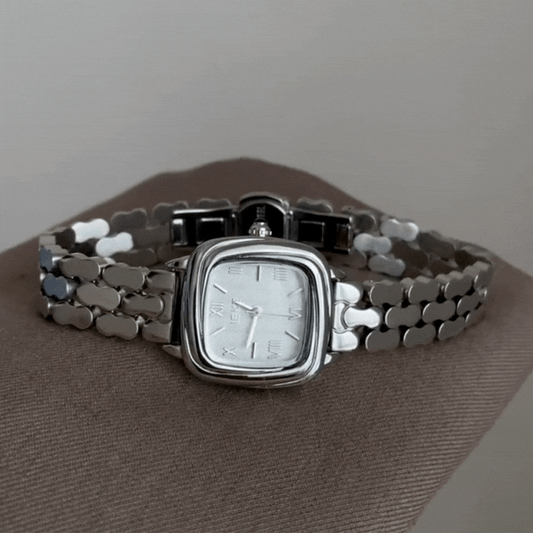 Silver Steel Strap Square Case Women’s Quartz Watch