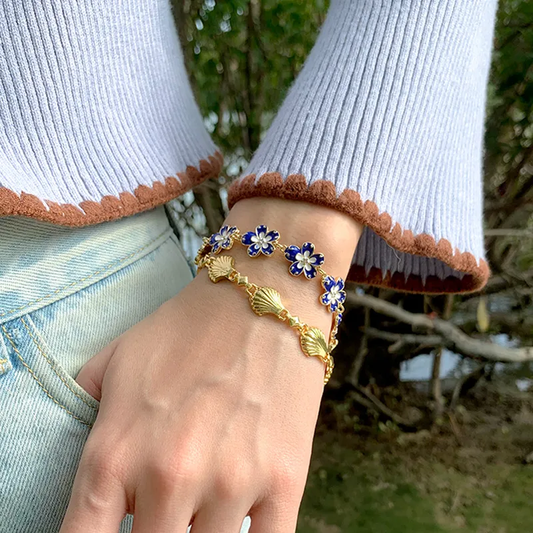 Blue Enamel Flower Bracelet