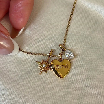 Gold Sunburst Heart Necklace – 18K Gold Plated Titanium Steel Romantic Pendant