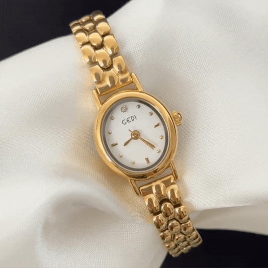 White Oval Dial Gold-Tone Stainless Steel Professional Watch