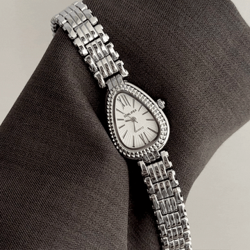 Silver Mystique Mythos: White Serpenti Dial Watch with Silver Stainless Steel Bracelet