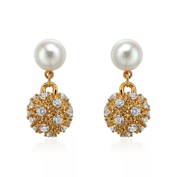 Filigree Cubic Zirconia & Freshwater Pearl Drop Earrings
