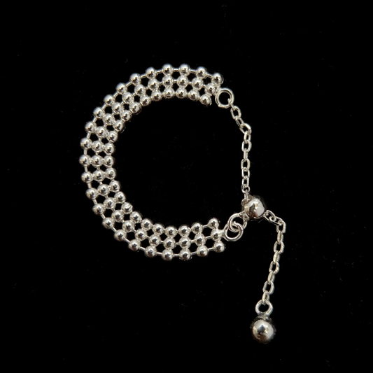 Adjustable Layered Beaded Chain Ring
