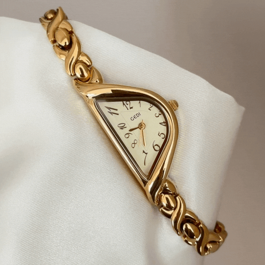 Gold Half‑Moon Dial Watch for Women | Elegant Half‑Round Timepiece