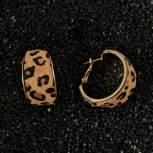 Vintage Leopard Print Geometric Circle Ear Cuff - Fashion Niche Design