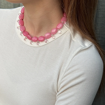 Handmade Natural Stone & Glaze Beaded Collarbone Necklace