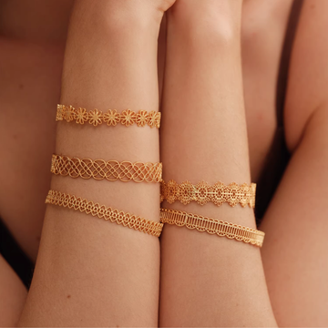 French Vintage Embroidered Lace Openwork Crystal Bracelet