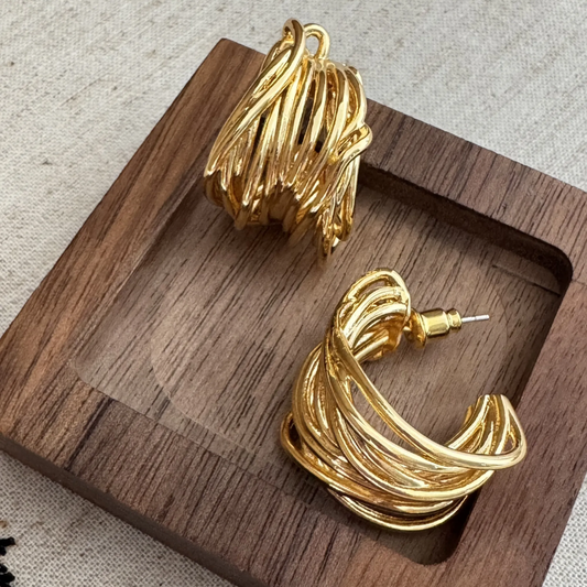 Vintage Gold Geometric Wrap Earrings