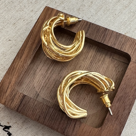 Vintage Gold Geometric Wrap Earrings