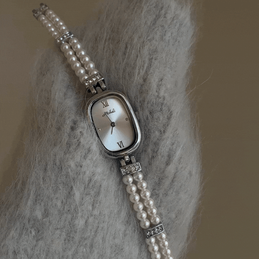 Orologio in quarzo a catena ovale perla: elegante orologio classico