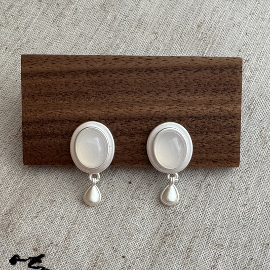 Vintage Matte Oval Earrings