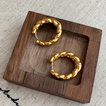 Wheat Braid Twisted Oval Earrings