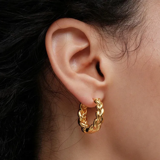 Wheat Braid Twisted Oval Earrings