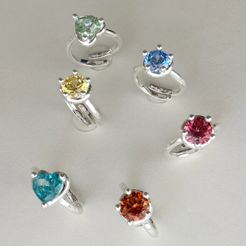 Colorful Lab Diamond S925 Sterling Silver Adjustable Ring