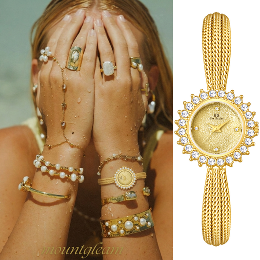 Orologio di girasole dorato: orologio da quarzo radiante