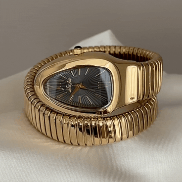 gold double loop snake dial watch women